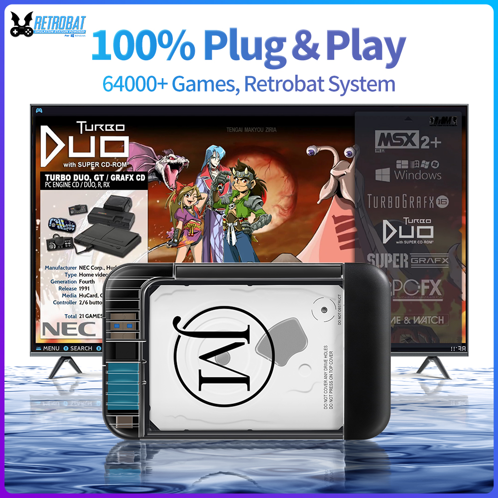 Retro Gaming Realm - RETROBAT Portable 500G Gaming HDD Consoles