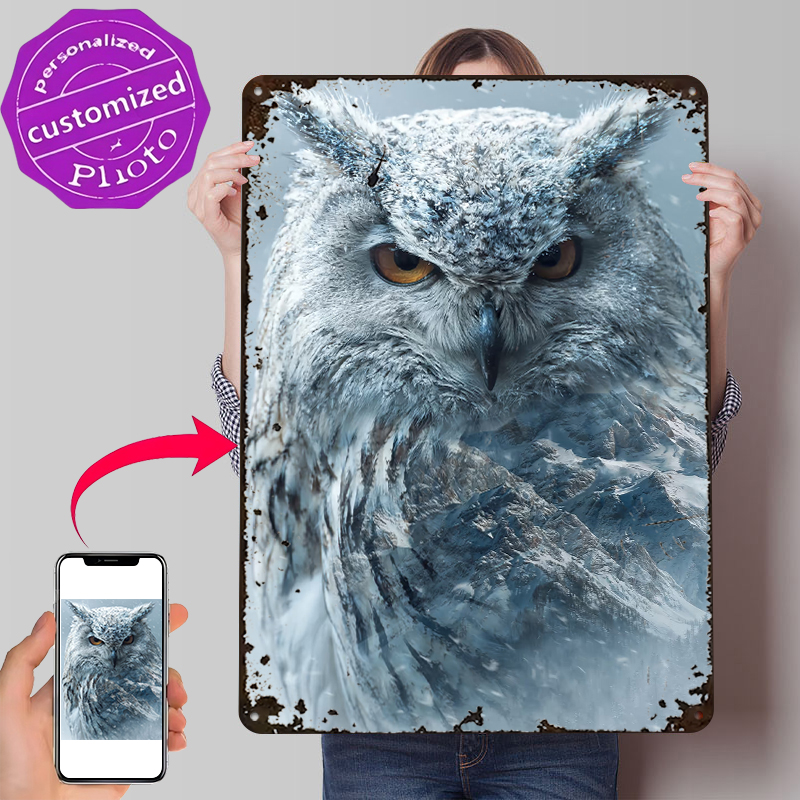Retro Gaming Overlay - Snowy Owl With Mountain Landscape Overlay